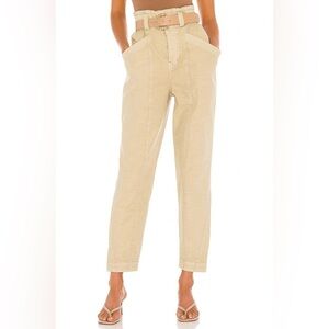 Free People Revolve Ready To Run Cinch Waist Pant, Parchment/Cream Khaki sz XS